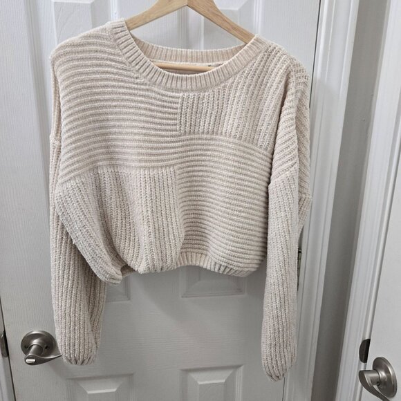 Altar'd State Cropped Sweater Women XS Beige Chenille Neutral Hipster Minimal - Picture 1 of 7